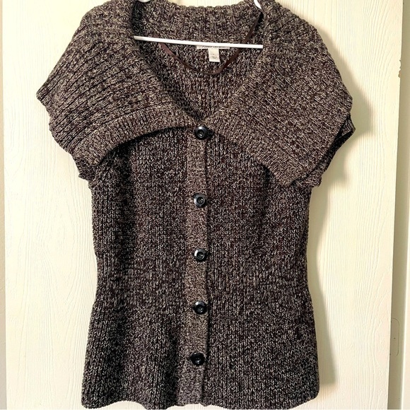 Kenneth Cole woman's cable knit sweater top size L button down extended collar - Picture 1 of 5